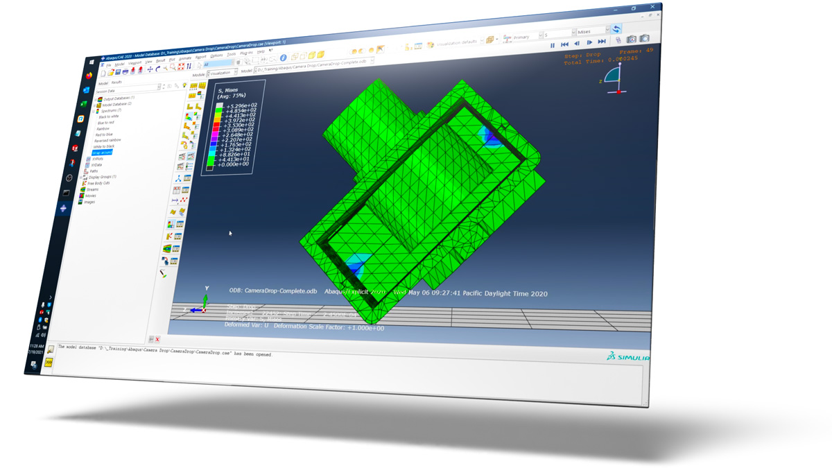 simulia abaqus camera drop test