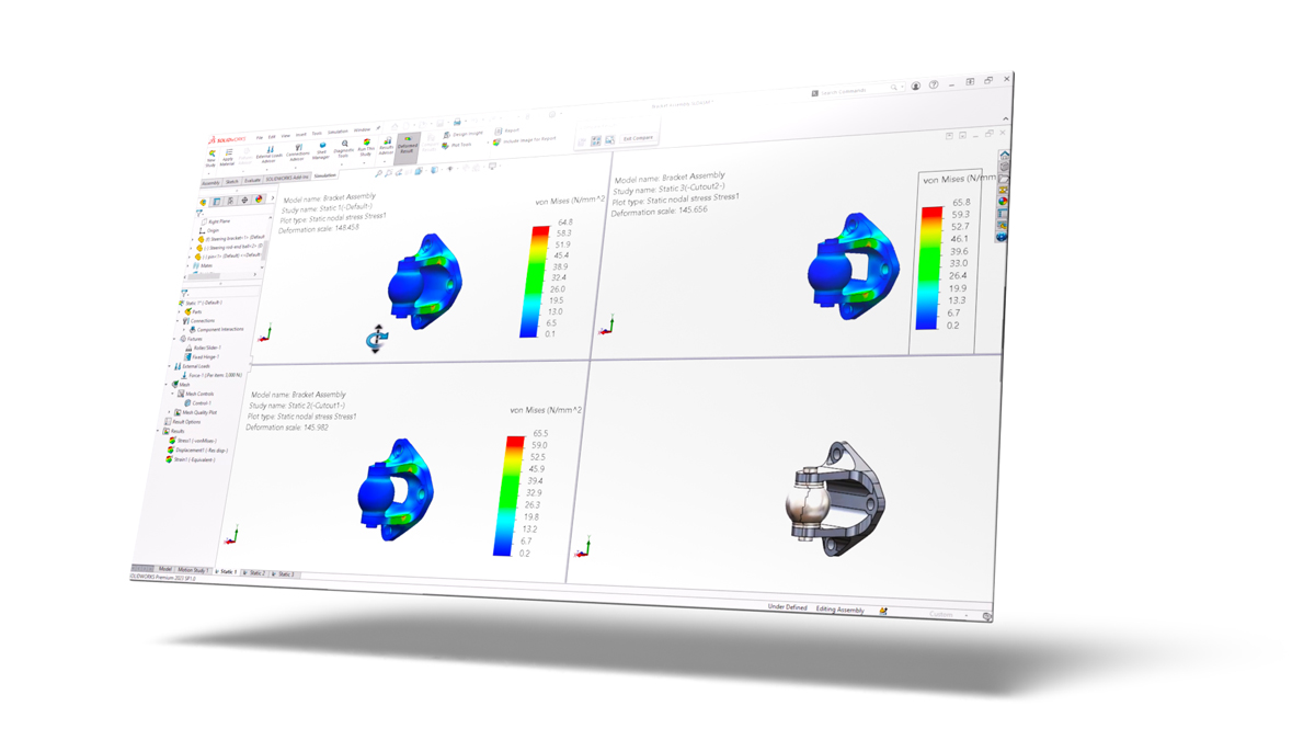 solidworks simulation assembly bracket study