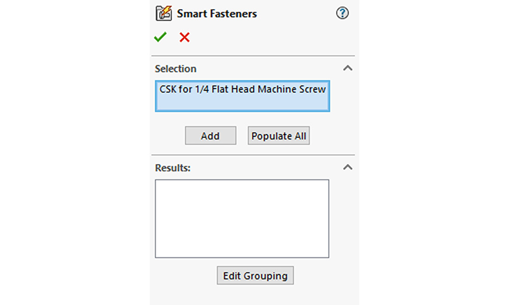 Figure 5: By clicking the face of the leg, the tool automatically recognizes the number and type of holes. 