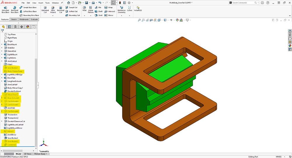 This is the completed 3D design of the bike light adapter in SOLIDWORKS