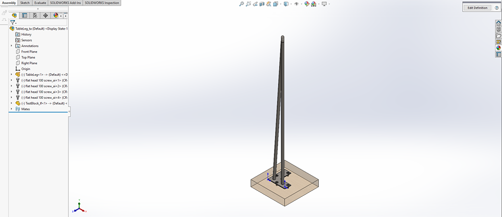 Figure 20: The temporary assembly that appears allows changes to be made to the definition of the smart component. 