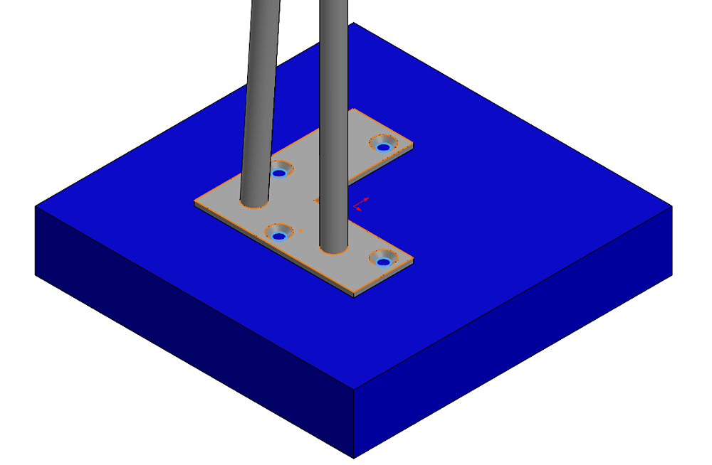 Figure 4: The edges of the four holes in the leg are highlighted here. 