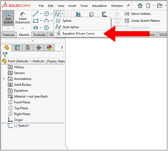 Equation driven curves tool in SOLIDWORKS 