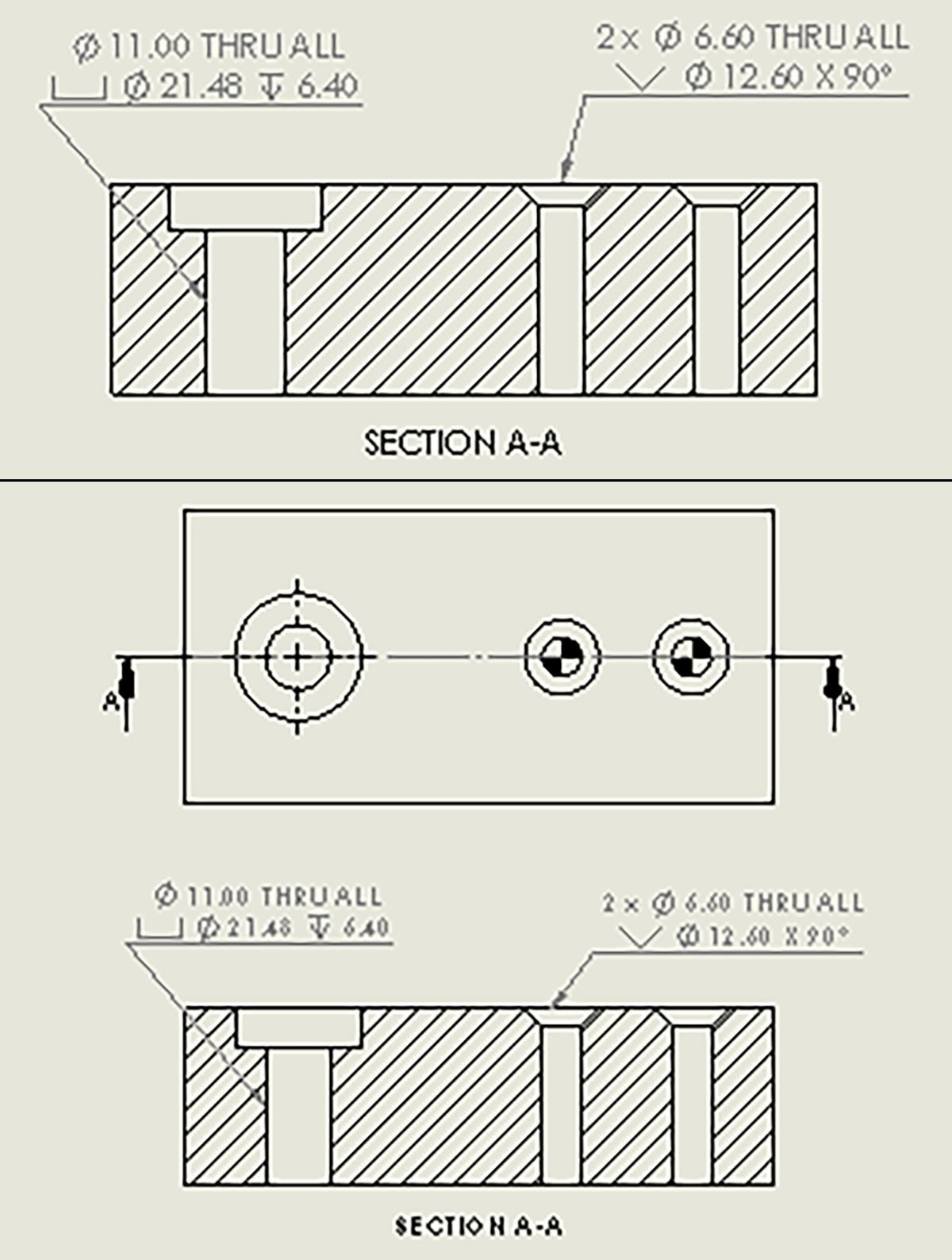 Hole callouts for section views in SOLIDWORKS 