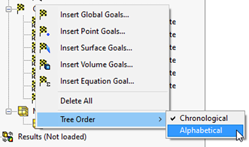 Project Tree Sorting in SOLIDWORKS Flow Simulation