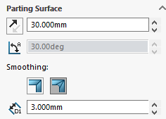 Figure 6: Setting the size of the parting surface. 